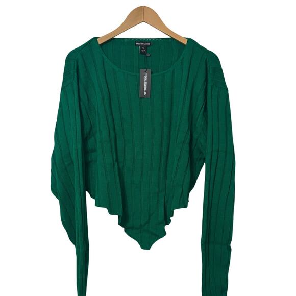 PrettyLittleThing Bright Green Crop Sweater Size XXL NEW - Picture 3 of 10